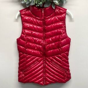 Talbots Puffer Vest Red Full Zip Quilted Down Filled XS